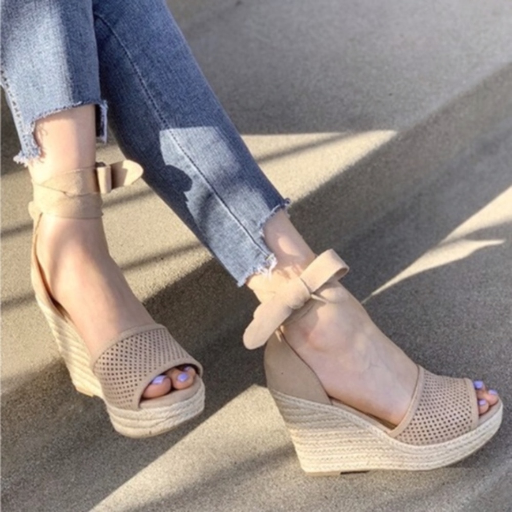 NATALIE Lace up Wedge - TAN - Picture 5 of 5